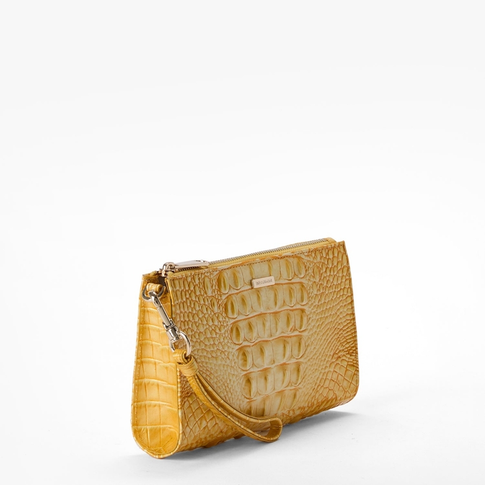 NWT Brahmin Lemon Drop Yellow Daisy Clutch Wristlet And Dustbag - Picture 2 of 6